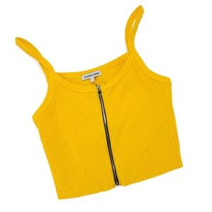 Cotton Citizen Ribbed Zip Crop Tank Yellow Small S NWT Made in USA